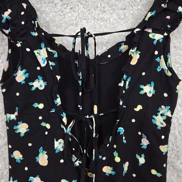 Free‎ People Womens Like A Lady Mini Dress Black Floral Tie Back Size Small Boho - Picture 8 of 15